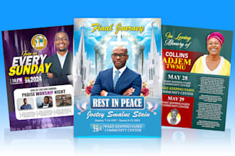 design funeral,memorial,obituary,church,event flyer in 5hrs