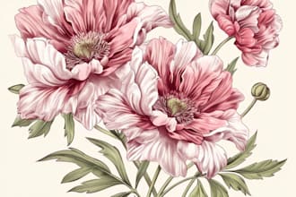 draw botanical illustration of flowers, plants, and fruits
