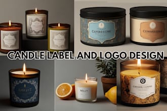design candle label design, candle packaging, candle logo, product label design