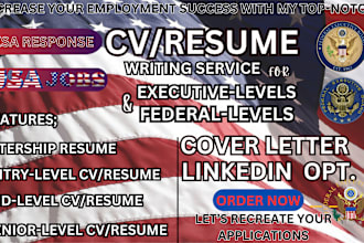 write a federal executive resume and USA jobs resume cover letter linkedin opt