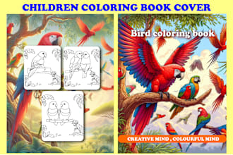 design children book cover, kdp coloring book cover for kids