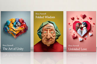 create a unique book cover in origami or retro style
