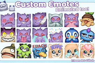 create custom twitch, kawaii or cute, emotes for you