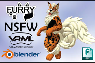 create or edit vrchat avatar, 3d furry model, vrchat, vtuber, nsfw