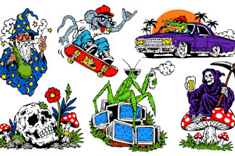 draw retro lowbrow cartoon illustrations