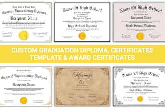 design custom graduation diploma, certificate template and award charts