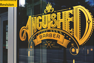 do amazing typography lettering barbershop logo design