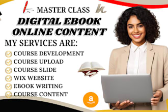 create an interactive ebook online course content, courseupload kajabi, wix, etc