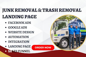 generate junk removal leads cleaning service landing page trash removal website