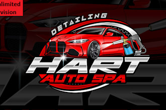 create attractive auto detailing car wash pressure wash logo