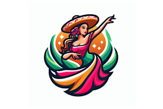 design realistic woman dance mascot logo any copyright concept