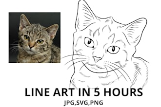 draw your pet portrait into vector line art in 5 hours