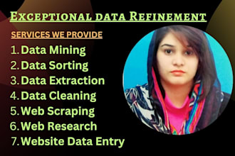do data clean, web reasearch, scrub, contact list, preprocess