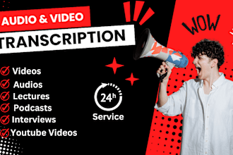 transcribe podcasts, interviews, lectures, youtube audio and video transcription