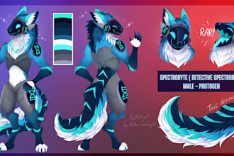 draw professional protogen reference sheet, fursona