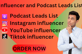 find the best instagram influencer, youtube influencer and podcast leads