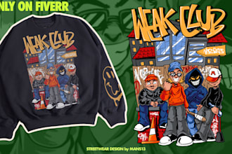 create streetwear design for your tshirt and clothing brand