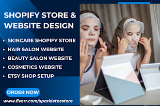 design skincare store beauty neon cosmetics hair salon etsy shop setup website