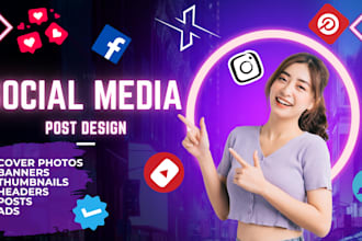 do amazing social media post, youtube thumbnail and facebook cover photo designs