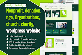 design nonprofit organizations, ngo, church, charity, donation wordpress website
