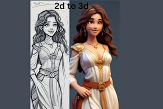 turn your 2d concept into stylized 3d character, 2d to 3d model conversion