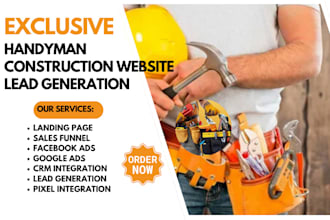 handyman leads roofing lead construction website hvac facebook ads landing page