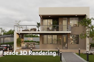 professional 3d facade rendering