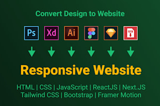 convert figma to HTML, xd to HTML, PSD to HTML, interactive website