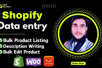 do shopify product listing and shopify data entry manually