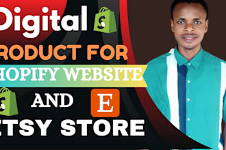 design digital product shopify website and etsy store