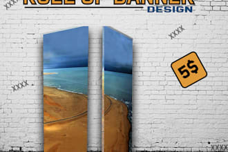 male you roll up banner design and pull up, stand, retractable ad