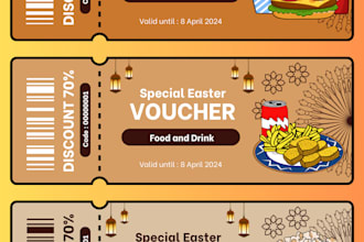 design mind map, gift voucher, rack card, envelope, food menu and flyers