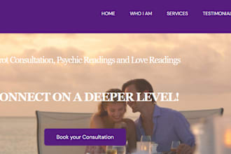 design spiritual consultation booking website tarot, psychic reiki, love reading