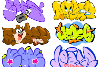custom graffiti throw up with character for logo under 24h