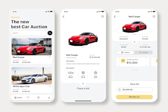 build demand car auction app, car wash app, car rental app, and car bidding app
