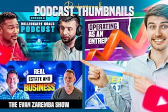 design professional podcast youtube thumbnails livestream