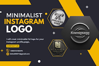 desgin 3d minimalist instagram logo for your page