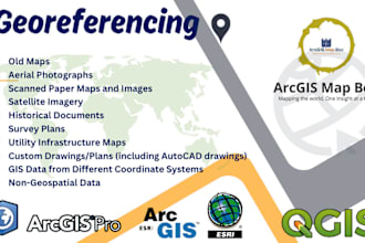 do georeferencing and all gis mapping using qgis and arcgis