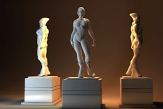 sculpt 3d character, 3d sculpture 3d model, for printing with zbrush and blender