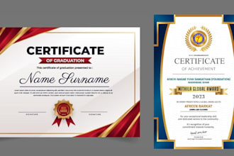 do custom certificate design, gift, coupon, voucher, diploma, award certificate