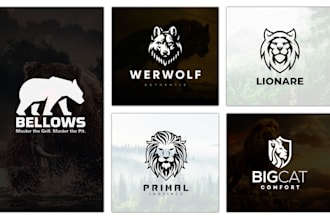 do lion logo, wolf, horse, dog, eagle, tiger, birds and animal design in 24 hr
