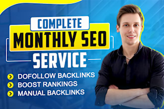 do monthly website SEO service via quality backlinks building for google ranking