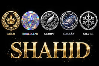 create ultra shining 3d chrome logo gold silver script glaxy