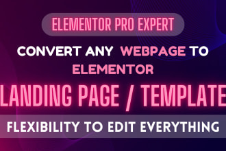 create any web page into elementor template
