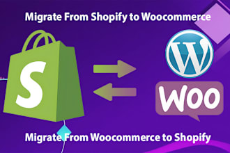 transfer, migrate, move wordpress, woocommerce website store to shopify wix