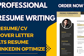 write, update CV resume professionally with cover letter and linkedin profile