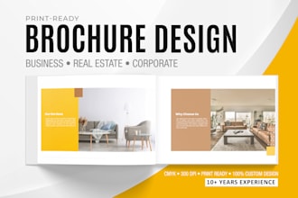 design professional print ready bifold or trifold brochure for your business