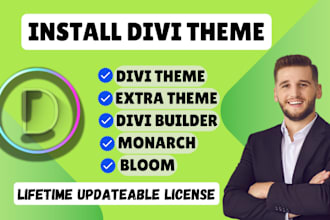 install divi theme with api key for lifetime updates