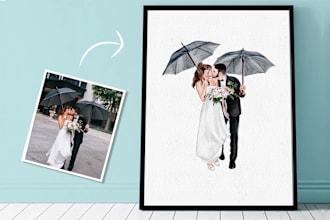 watercolor minimalist paintings from photos, custom watercolor portraits