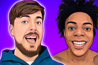 draw realistic cartoon vector portrait thumbnail like sunny v2